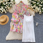Colorful Hollowed Crochet Lace Dress