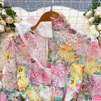 Colorful Hollowed Crochet Lace Dress