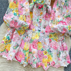 Colorful Hollowed Crochet Lace Dress