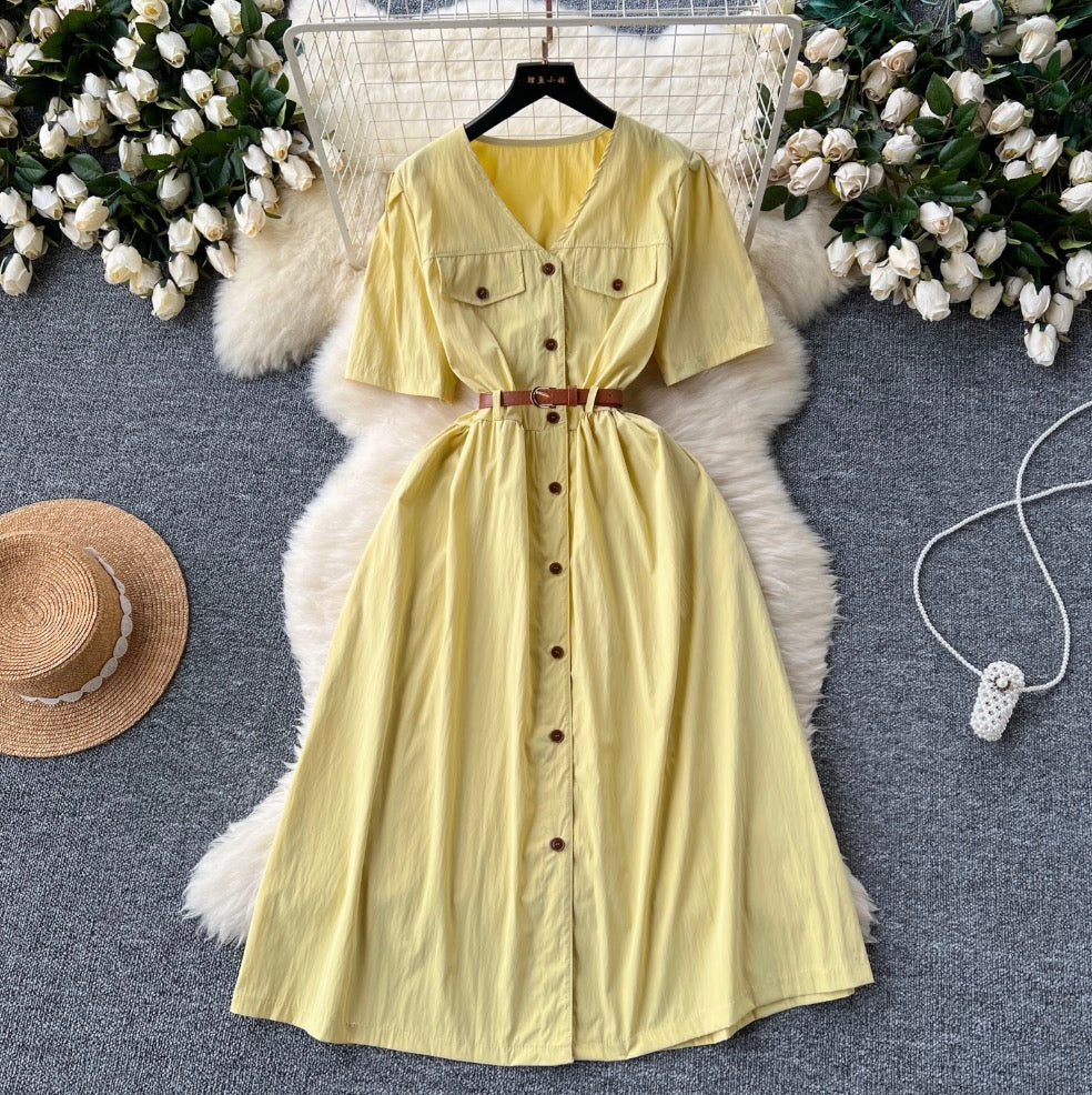 Vintage Short-sleeve Shirt Dress