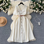 Vintage Short-sleeve Shirt Dress