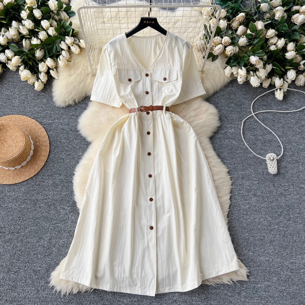 Vintage Short-sleeve Shirt Dress