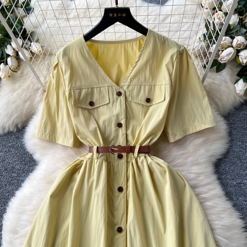 Vintage Short-sleeve Shirt Dress