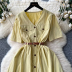 Vintage Short-sleeve Shirt Dress