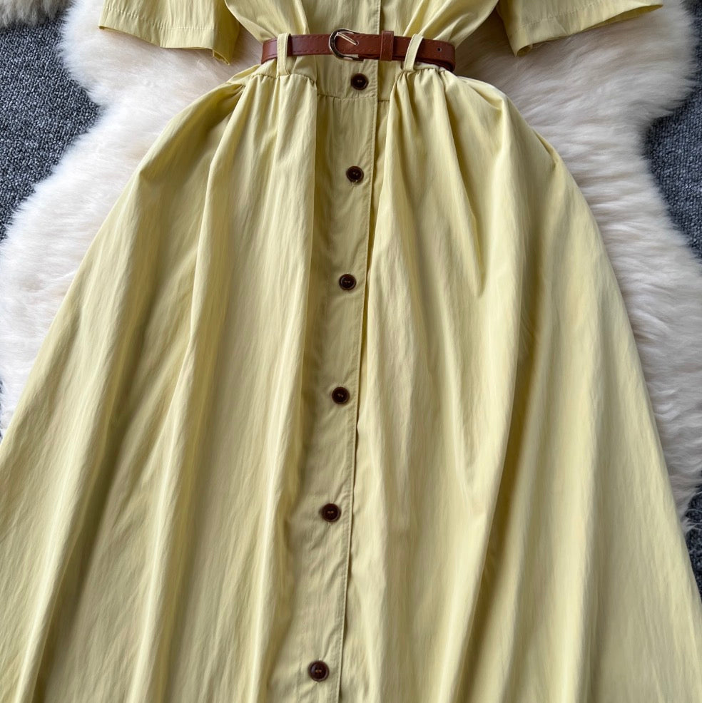 Vintage Short-sleeve Shirt Dress