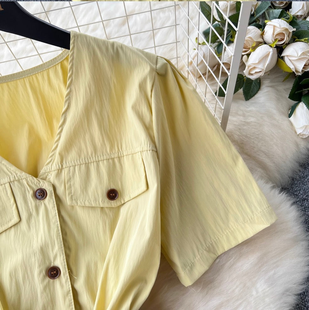 Vintage Short-sleeve Shirt Dress