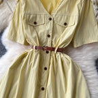 Vintage Short-sleeve Shirt Dress