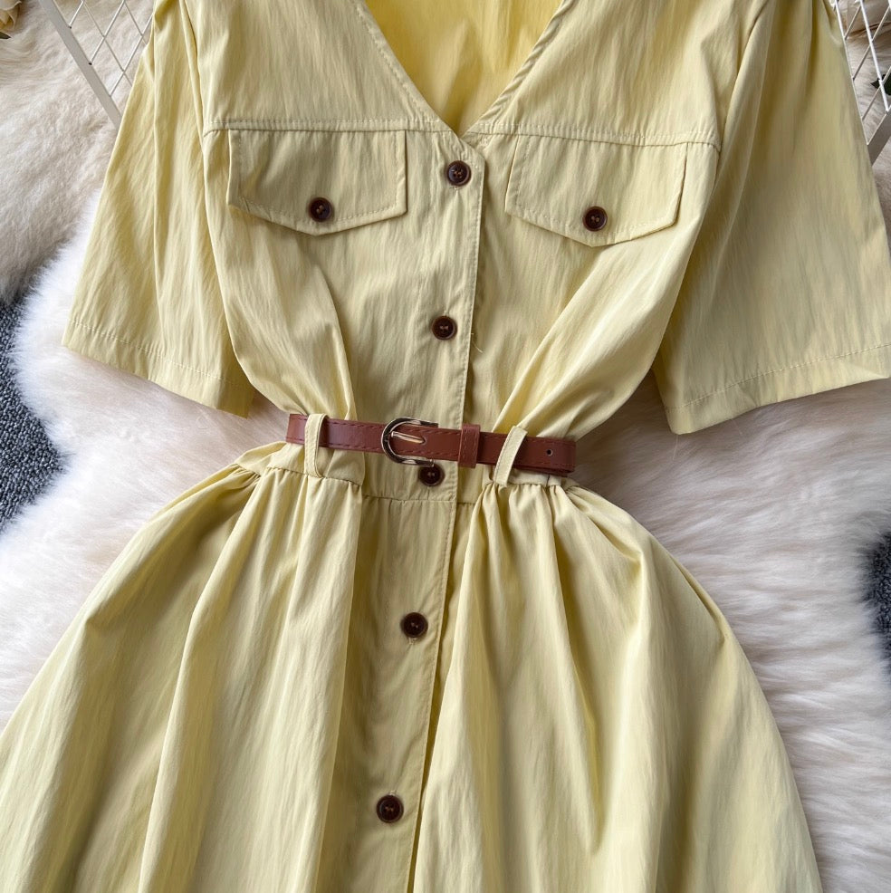 Vintage Short-sleeve Shirt Dress