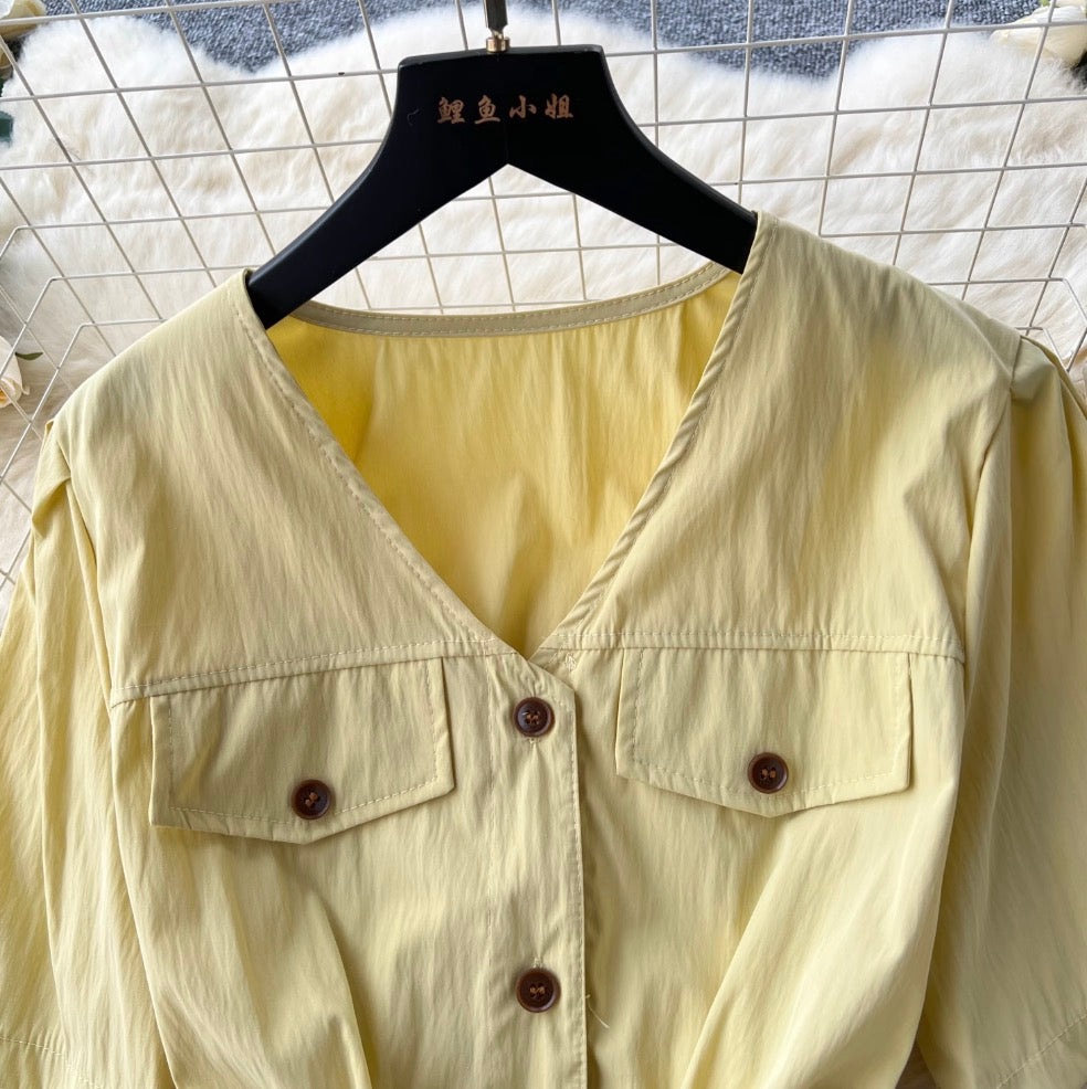 Vintage Short-sleeve Shirt Dress