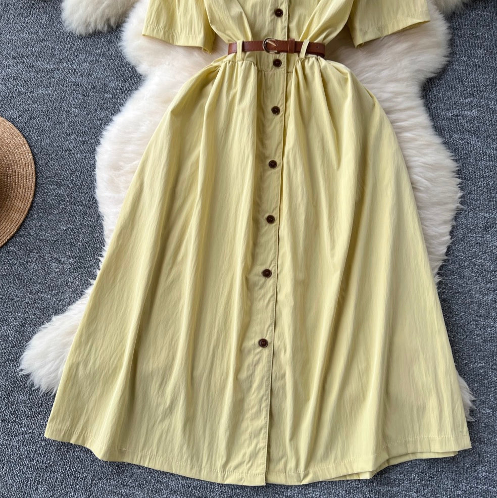 Vintage Short-sleeve Shirt Dress