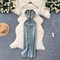Chic Denim Split Bustier Dress