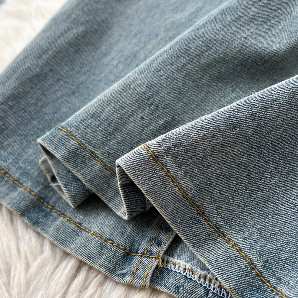 Chic Denim Split Bustier Dress