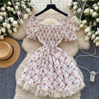Puffy Sleeve Floral Printed Dress