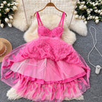 Courtly Embroidery Mesh Slip Dress