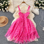 Courtly Embroidery Mesh Slip Dress