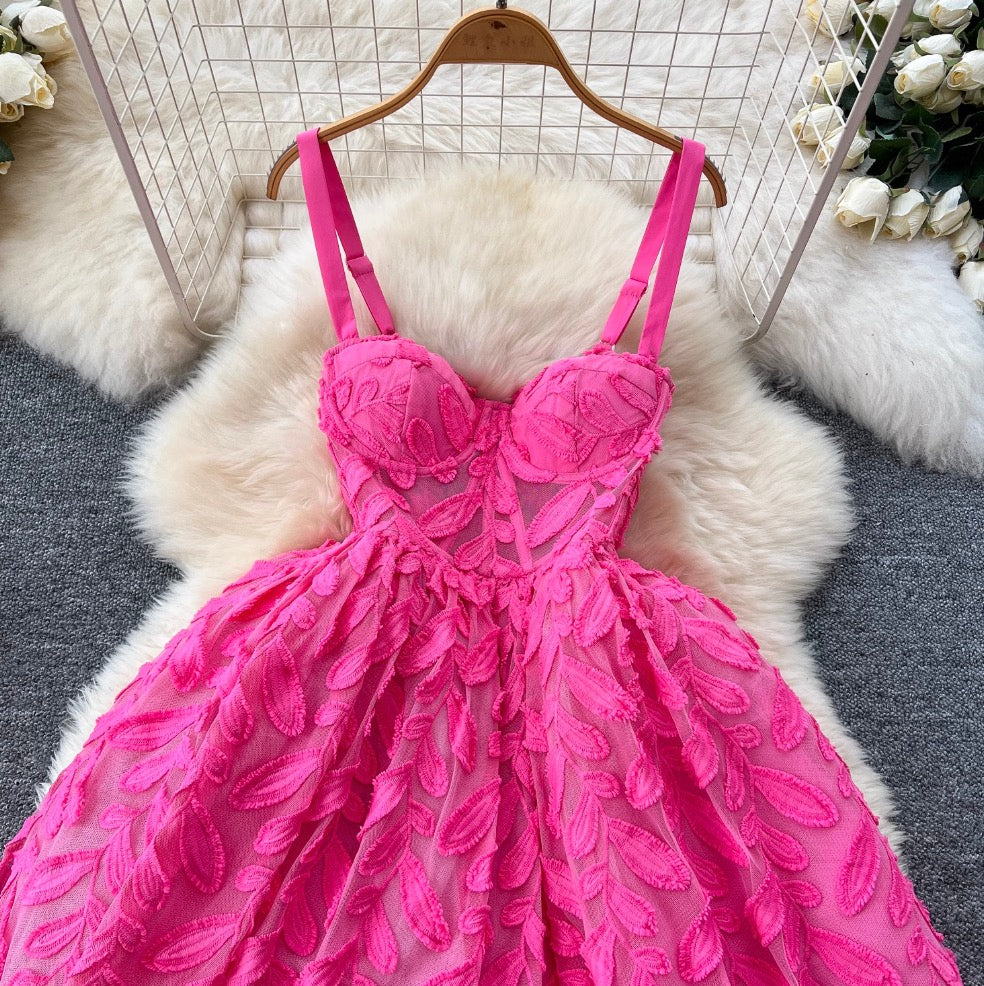 Courtly Embroidery Mesh Slip Dress