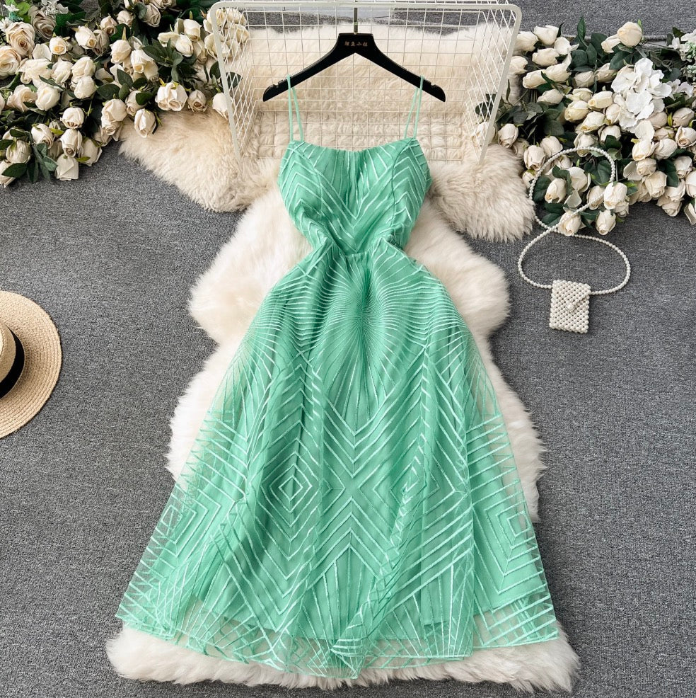 Delicate Embroidered Mesh Slip Dress