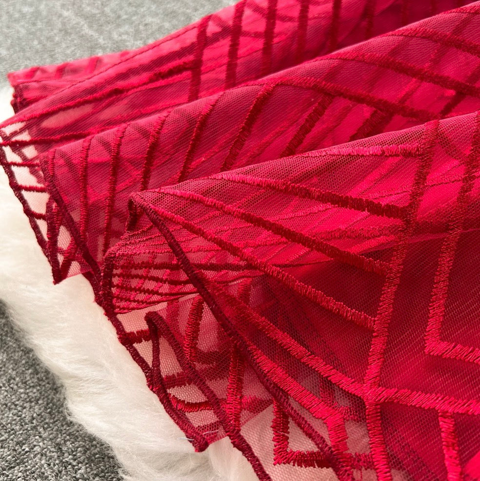 Delicate Embroidered Mesh Slip Dress