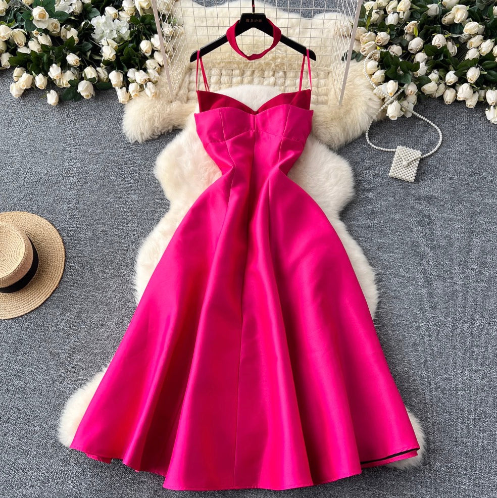 Elegant A-line Slip Dress with Choker