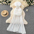 French Style 3D Flower White Dress