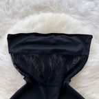 Off-shoulder Black Lace Patchwork Dress