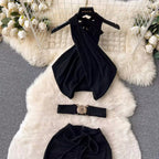 Cross Halter Top & Fishtail Skirt 2Pcs