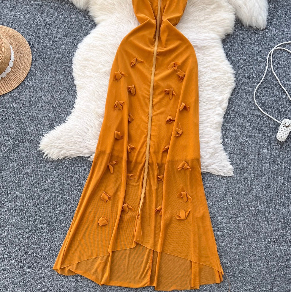 French Style 3D Ruffled Slip Dress