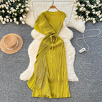 Asymmetric Irregular Design Glossy Dress