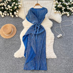 Asymmetric Irregular Design Glossy Dress