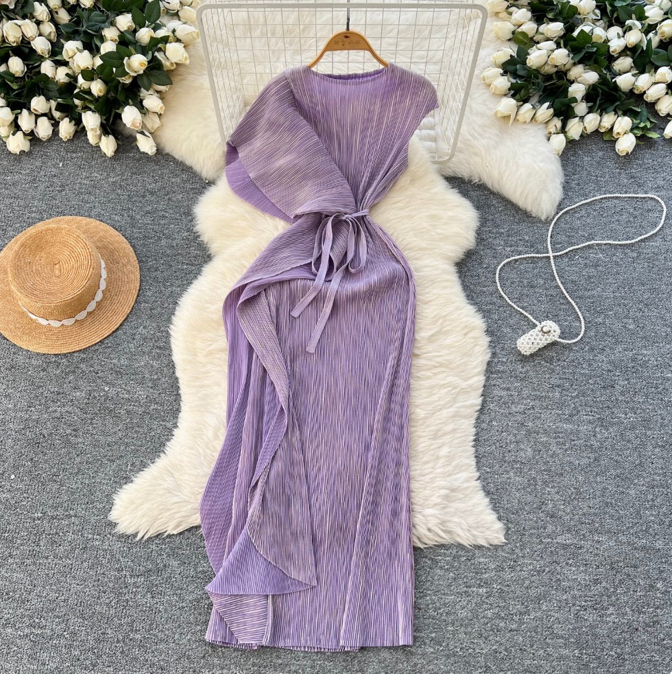 Asymmetric Irregular Design Glossy Dress
