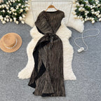 Asymmetric Irregular Design Glossy Dress