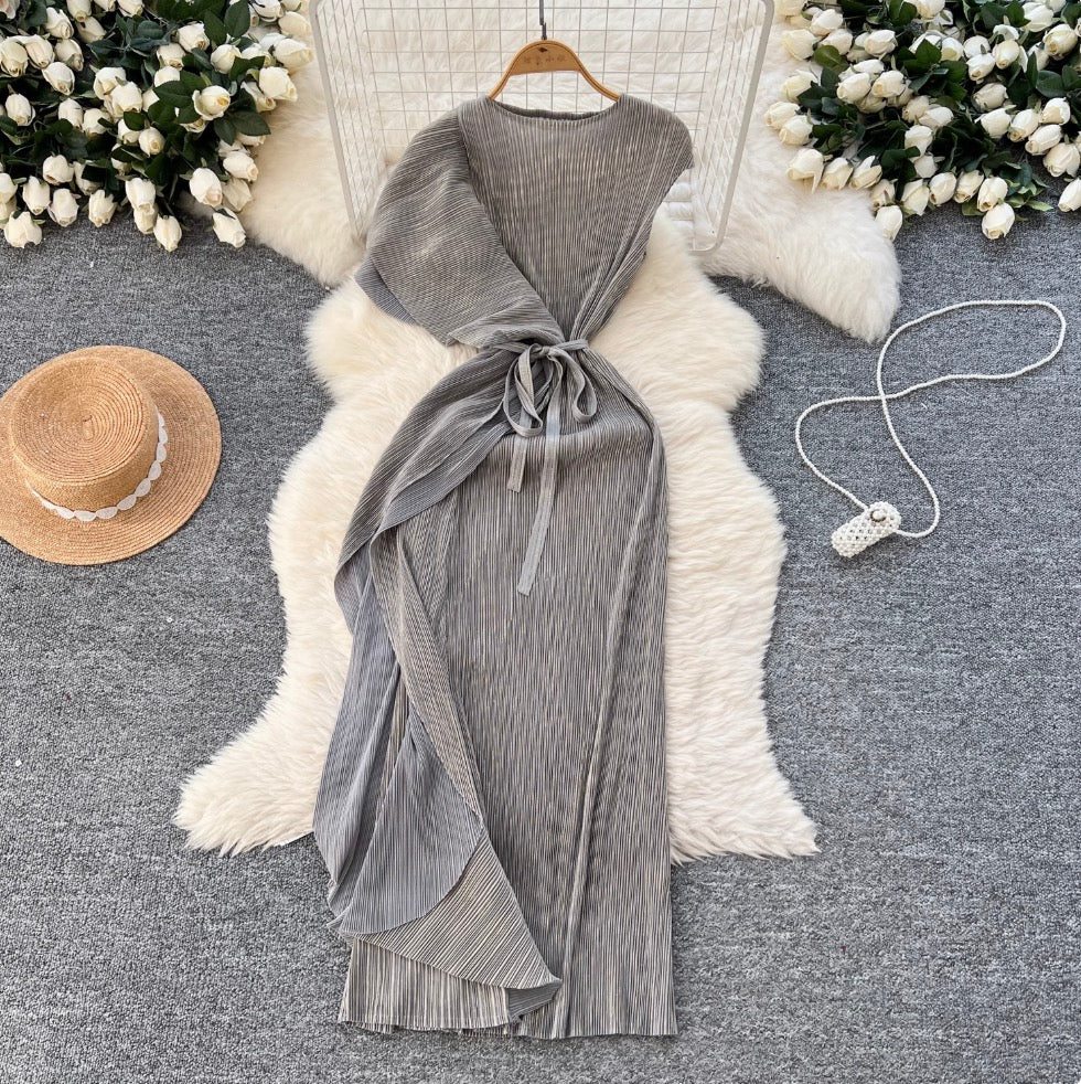 Asymmetric Irregular Design Glossy Dress