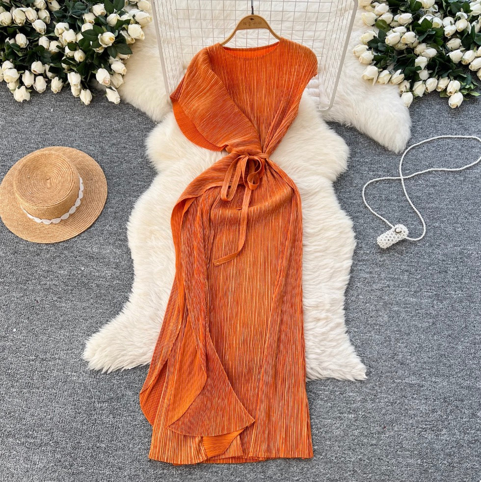 Asymmetric Irregular Design Glossy Dress