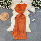 Asymmetric Irregular Design Glossy Dress