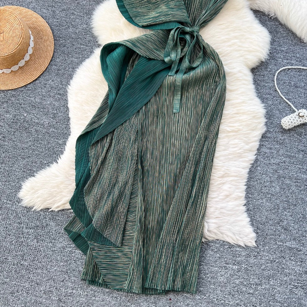 Asymmetric Irregular Design Glossy Dress