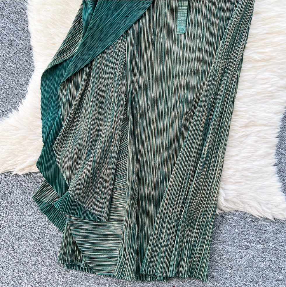 Asymmetric Irregular Design Glossy Dress