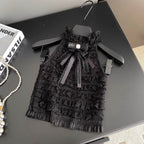 Bow-tie Lace Trim Sleeveless Top