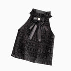 Bow-tie Lace Trim Sleeveless Top