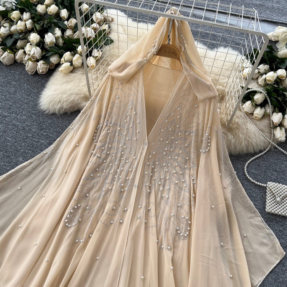 Niche Design Beaded Hooded Shawl