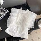 Courtly Beaded Patchwork Ruffled Top