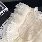 Courtly Beaded Patchwork Ruffled Top