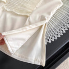 Courtly Beaded Patchwork Ruffled Top