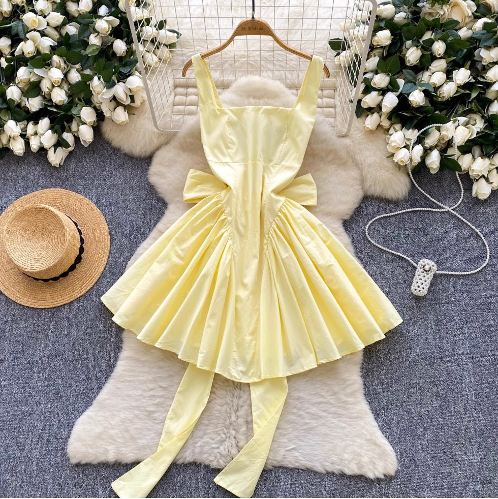 Bright Color Back Bow-tie Slip Dress