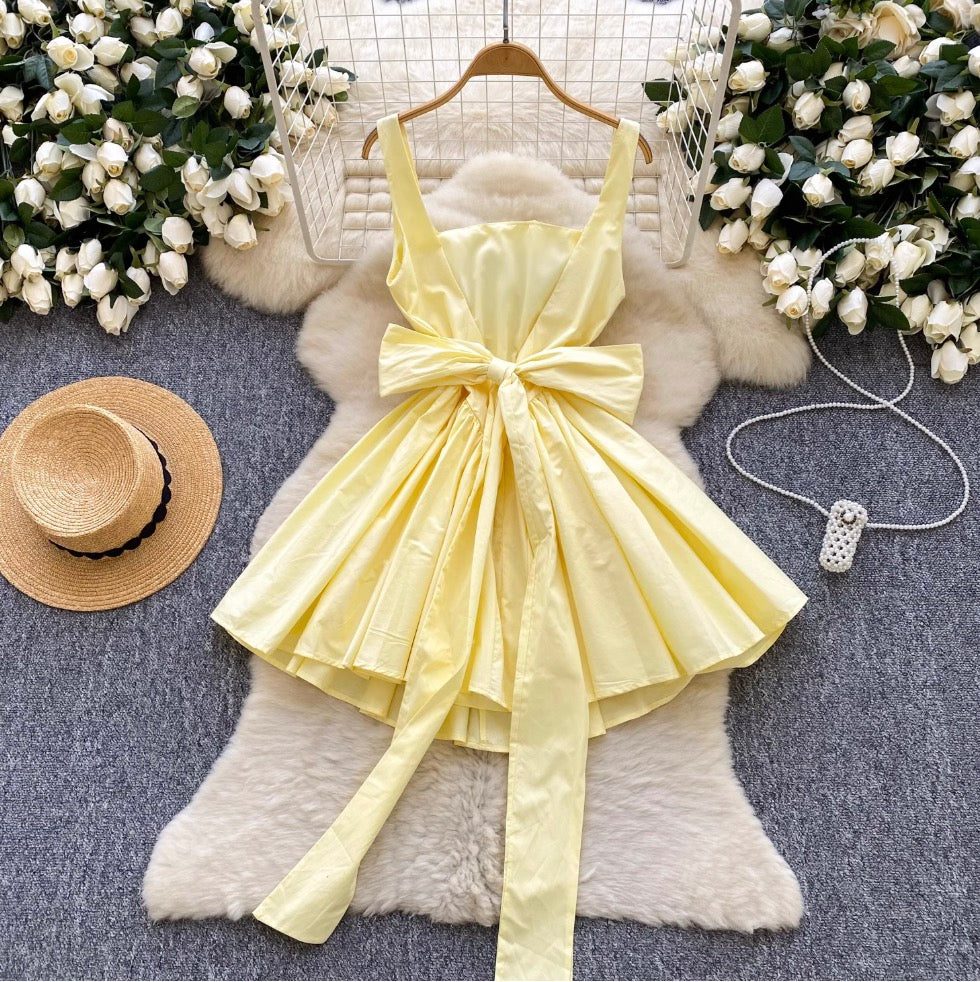 Bright Color Back Bow-tie Slip Dress