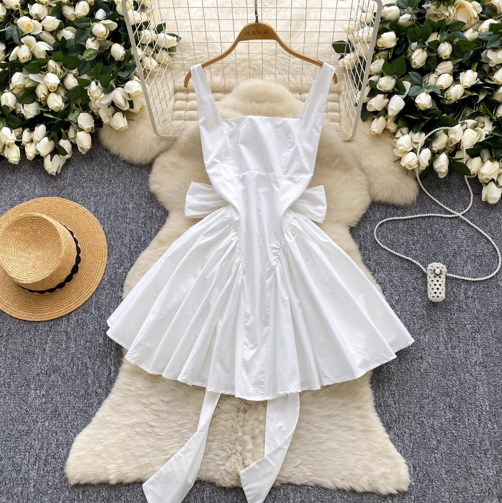 Bright Color Back Bow-tie Slip Dress