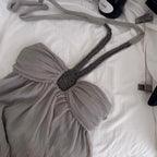 Beaded Gray Chiffon Halter Dress