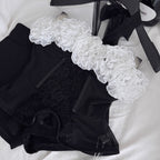Color-blocking Ruffled Mesh Halter Top