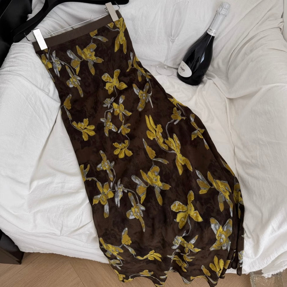 Knotted Satin Top & Floral Skirt