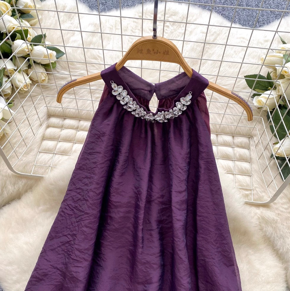 Premium Rhinestone Studded Halter Dress