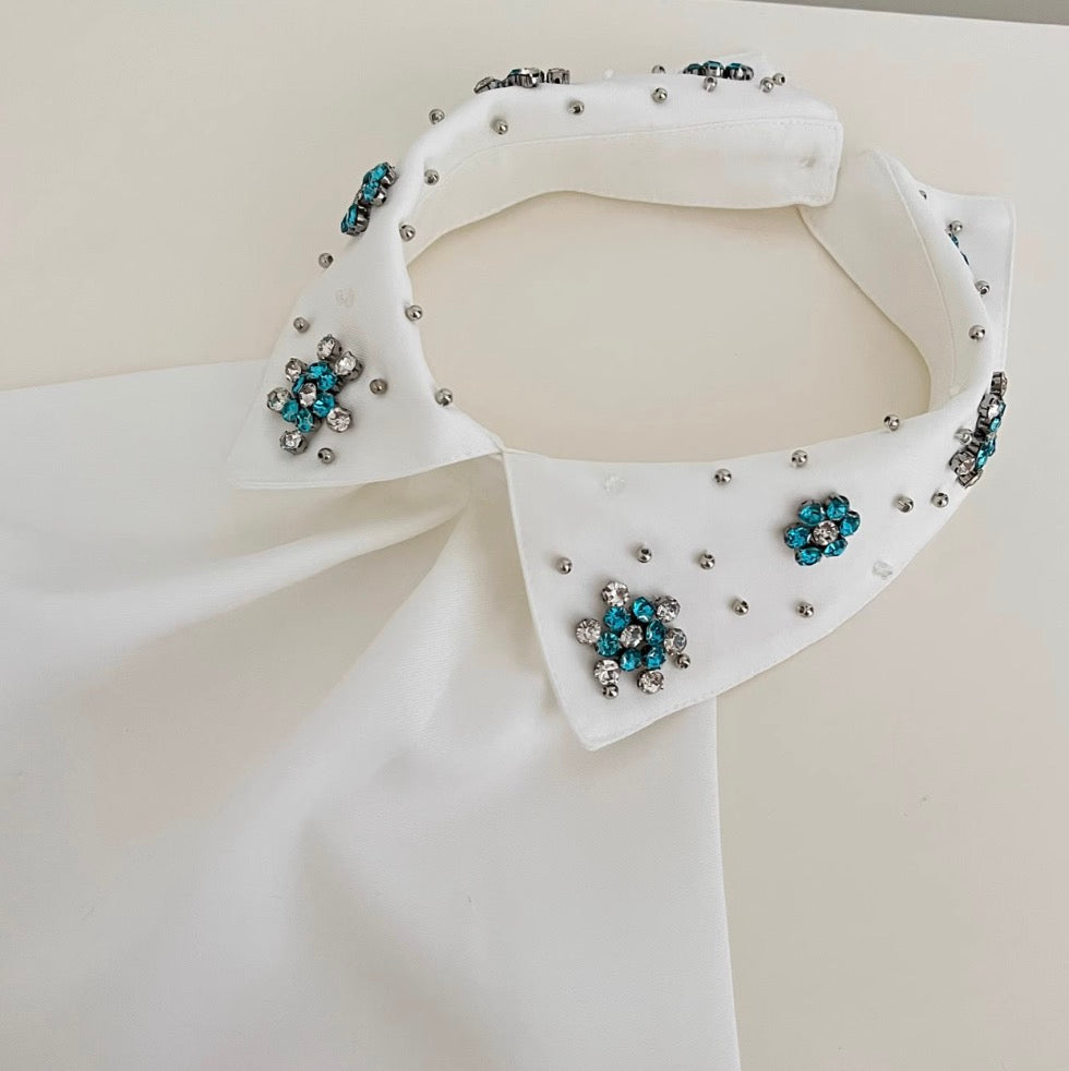 Elegant Beaded Collar Puffy Dress